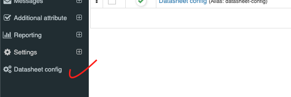 datasheet configuration menu